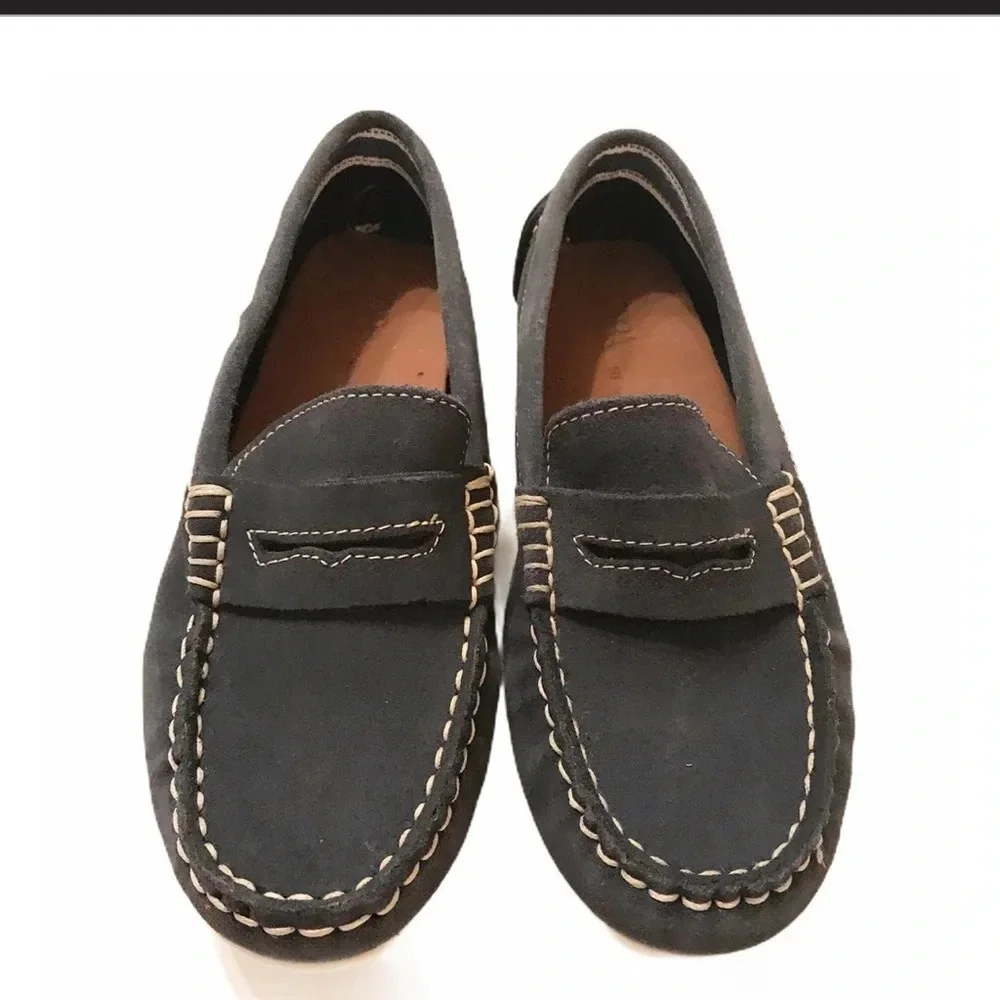 Zara Navy Blue With Cream Stitching Loafers